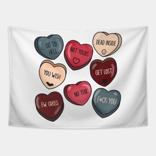 Gothic Anti Valentine Candy hearts Tapestry