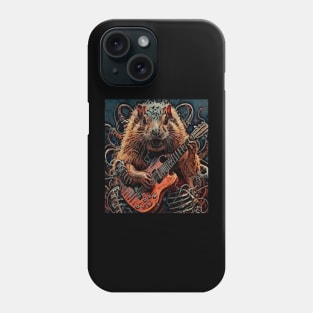 watercolor guitar playing cybernetic groundhog Phone Case