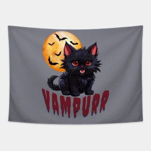 Vampurr the Cute Goth Vampire Kitty Tapestry