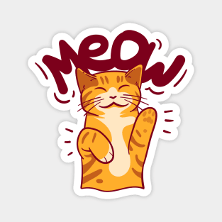 Illustration of an orange cat with a smiling face Magnet