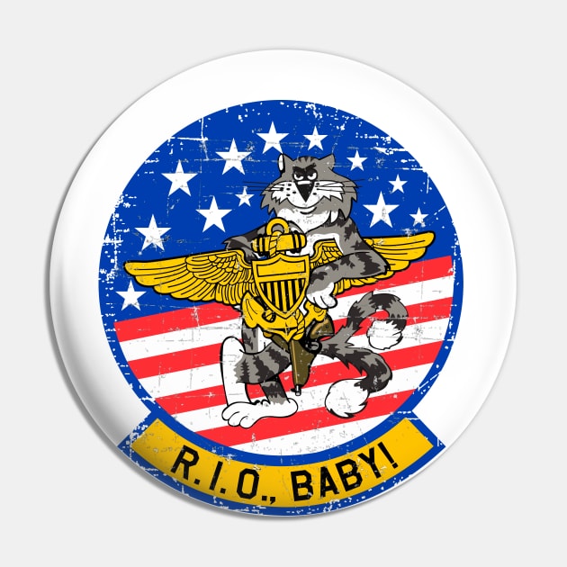 F-14 Tomcat - R.I.O (Radar Intercept Officer) Baby! Grunge Style Pin by TomcatGypsy