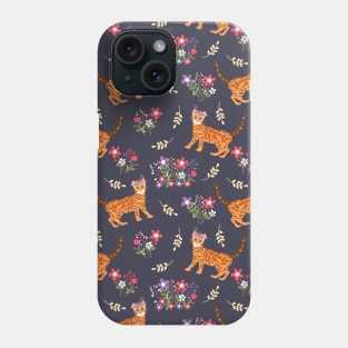 Cute Bengal Cat and Flowers Phone Case