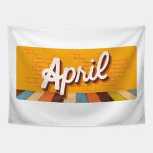 April Month Retro Text Tapestry