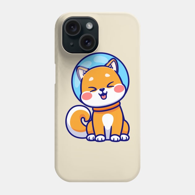 Cute Shiba Inu Dog Astronaut Sitting Cartoon Phone Case by Catalyst Labs