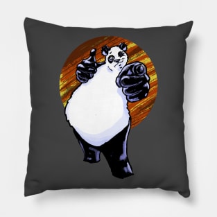 Buddy Panda with Gold Background Pillow