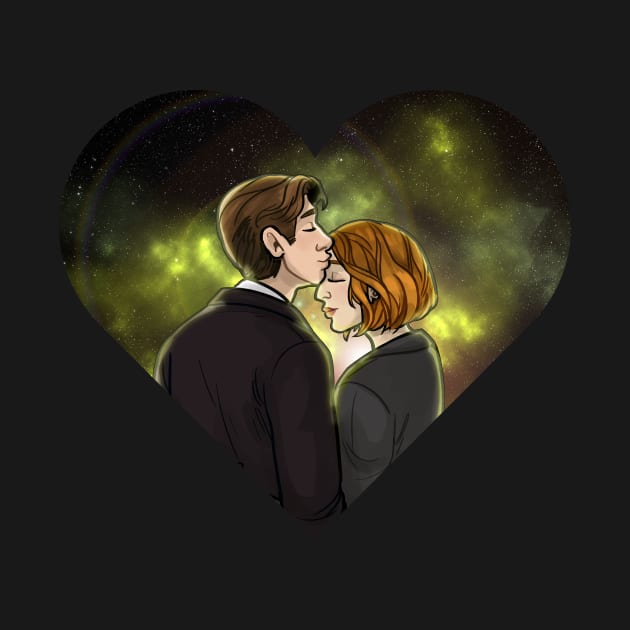 X-Files Mulder Scully OTP Kiss Ship by quietsnooze