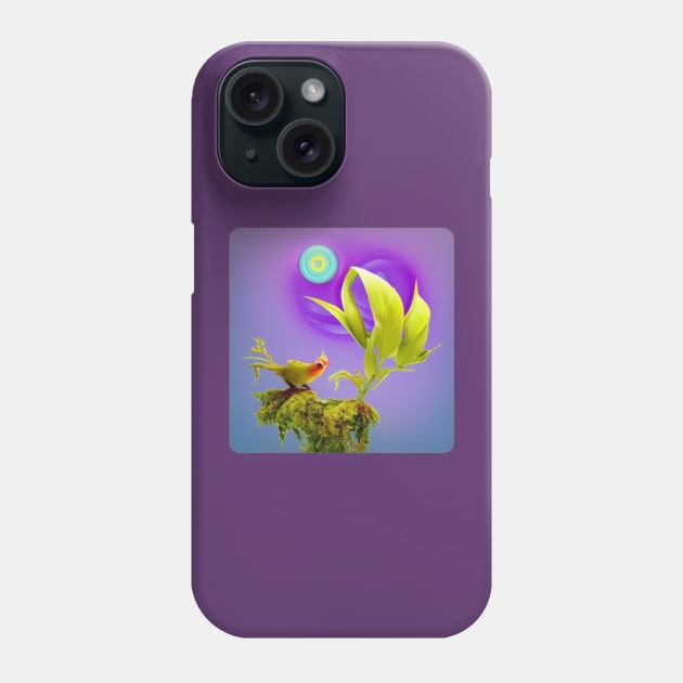 A.I. Generated Alien Plant with Bird and Blue Sun Phone Case by Eugene and Jonnie Tee's