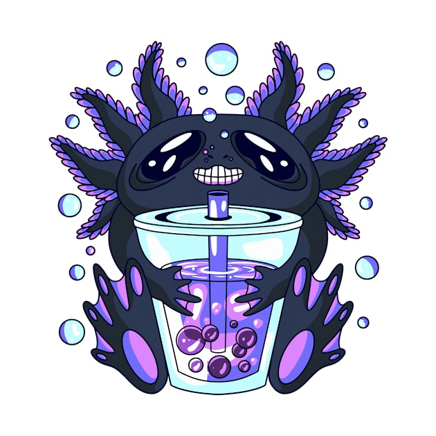 Goth Kawaii Axolotl Bubble Tea by Kelleh Co. 