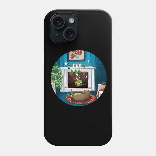 Social Distancing Santa and Rudolph Phone Case by VayArtStudio