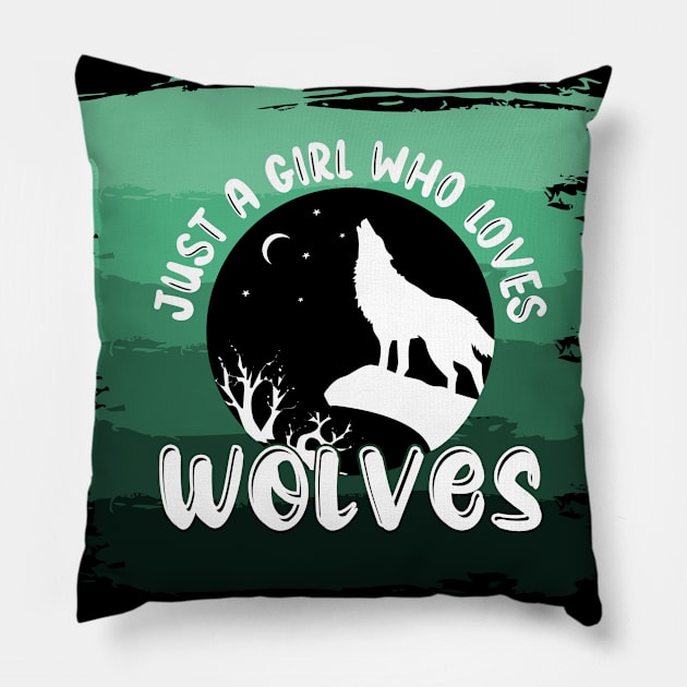 Just a girl who loves Wolves 1 h Pillow by Disentangled