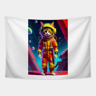 Cute Little Cat Standing in Space Tapestry