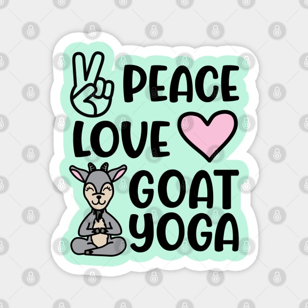 Peace Love and Goat Yoga Fitness Funny Magnet by GlimmerDesigns