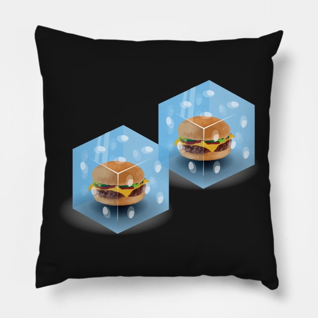 Cheeseburger in a Pair of Dice Pillow by DavidLoblaw