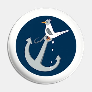 Funny seagull taking a poop on anchor Pin