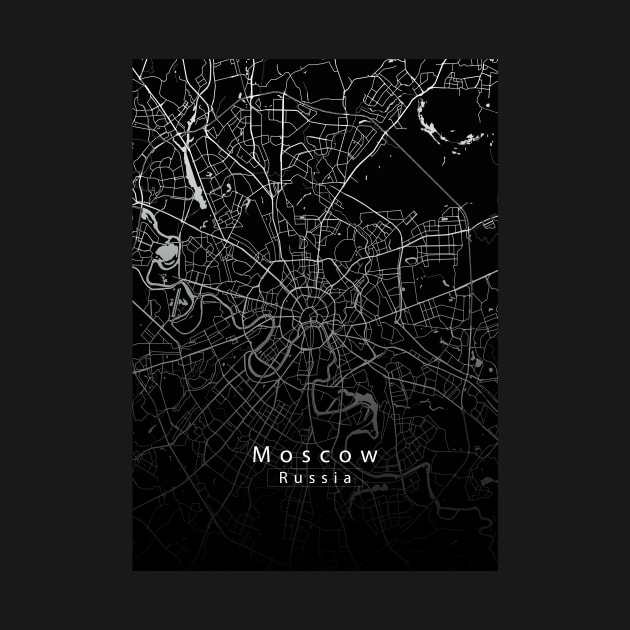 Moscow Russia City Map dark by Robin-Niemczyk