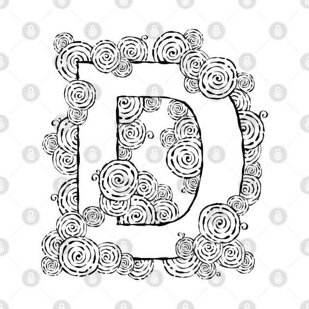 Letter D Retro Swirl Art by HHT