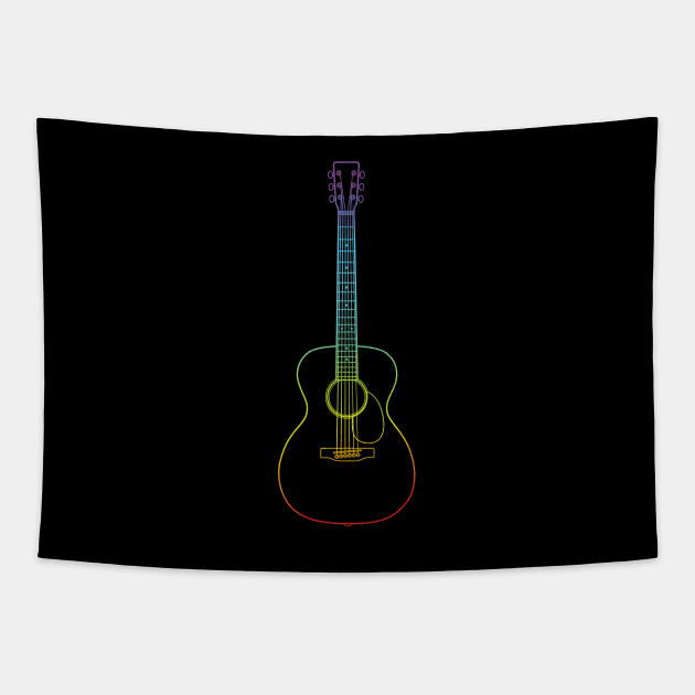 Concert Style Acoustic Guitar Colorful Outline Tapestry by nightsworthy