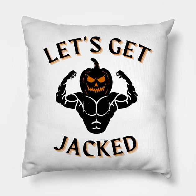 Let’s Get Jacked Gym Weightlifting Halloween Pumpkin T-Shirt Pillow by youcanpowerlift