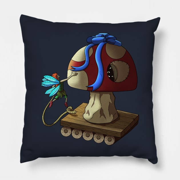 A cute Fairy with mushroom friends Pillow by yassinebd