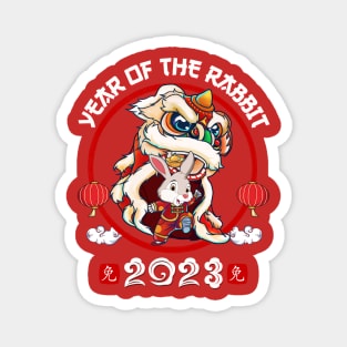 Year Of The Rabbit - Chinese New Year 2023 Lion Dance Zodiac Magnet