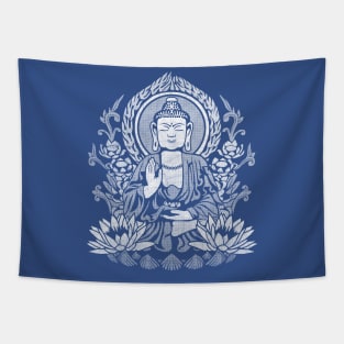 Siddhartha Gautama Buddha - White Halftone Tapestry