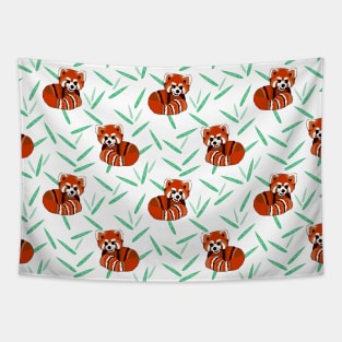 Red panda and bamboo print on green tee Tapestry