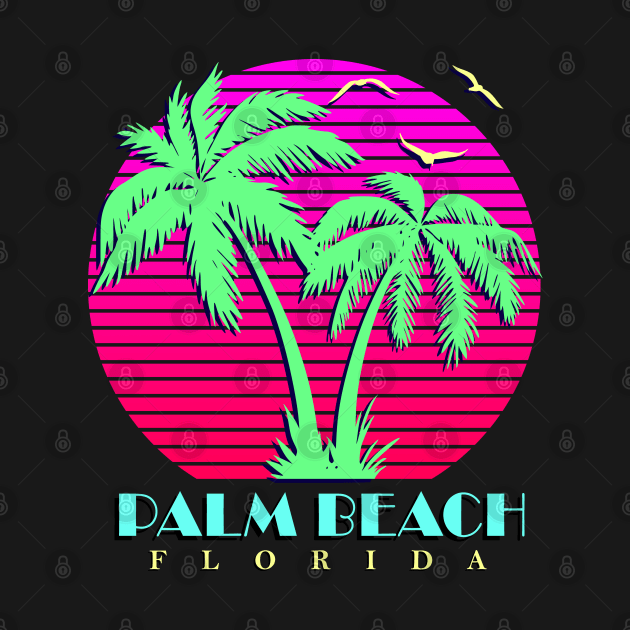 Palm Beach Florida Palm Trees Sunset by Nerd_art