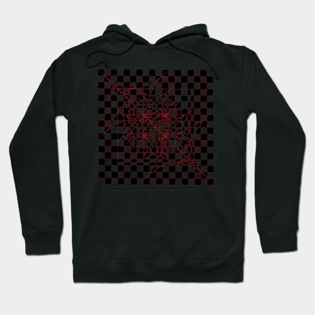 Limited Edition Exclusive Modern Art Tile Checkered Black And White With Red Outlines Art Hoodie Teepublic