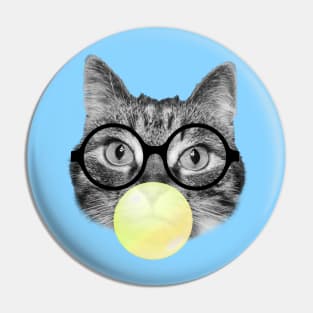 Funny cat and yellow bubble gum Pin