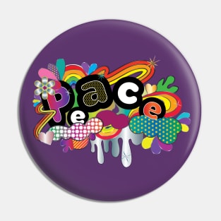 Peace Colorful Art Word Pin