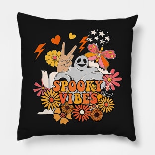 Vintage Groovy Floral Boo Spooky Halloween Costume Pillow