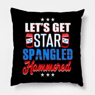 4th Of July Usa Lets Get Star Spangled Hammered Us Flag Pillow