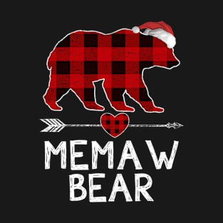 Red Plaid Memaw Bear Santa Arrow Shirt Matching Pajama Family T-Shirt