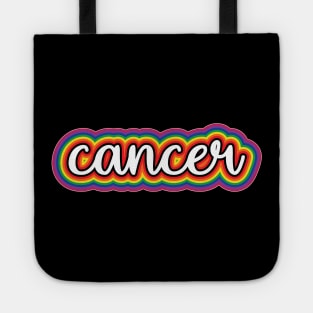 Cancer  Astrology Script Typography Gay Pride Rainbow Tote