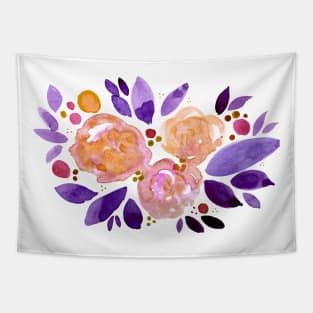 Watercolor flower bouquet - orange and purple Tapestry