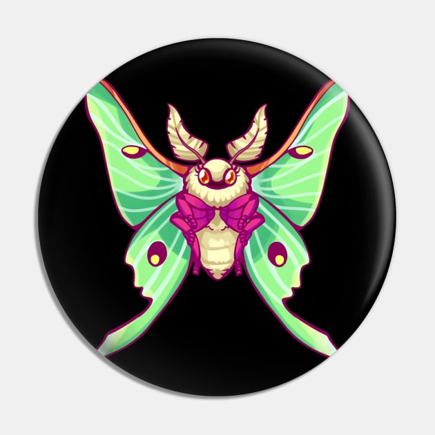 Luna the lunar moth Pin by Jugglingdino