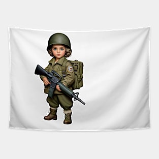 The Little Girl and a Gun Tapestry