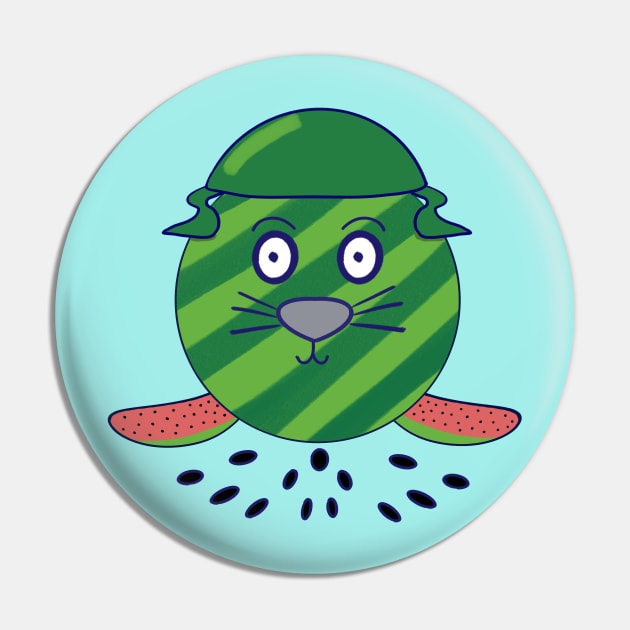 Kawaii Cute Watermelon Baby Seal Pin by vystudio