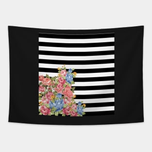 Floral on Stripes Tapestry