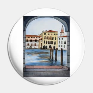 Venice Whimsical Mixed Media Art Piece Pin
