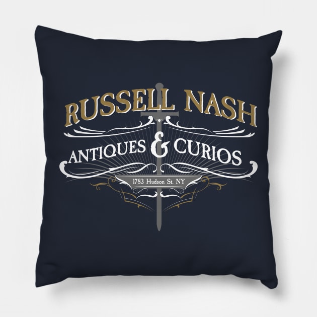 Russell Nash Antiques and Curios Pillow by Meta Cortex