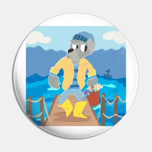 fisherman schnauzer Pin