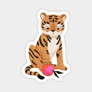 Cute Tiger with Orange Magnet