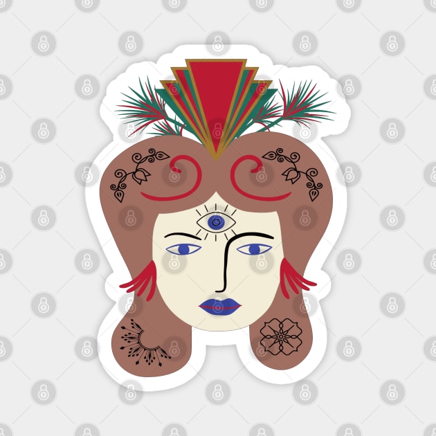 Woman with head jewelry Magnet by KQ1985