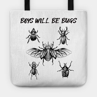 Boys Will Be Bugs (with caption) Tote