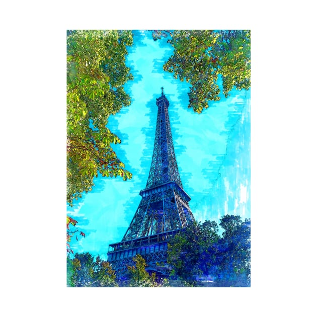 Paris Eiffel Tower Among Leaves. For Eiffer Tower & Paris Lovers. by ColortrixArt