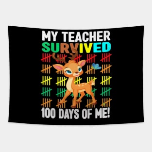 My Teacher Survived 100 Days Of Me Funny 100th Day Of School Tapestry