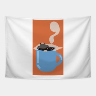 Coffee Cat Onsen Tapestry