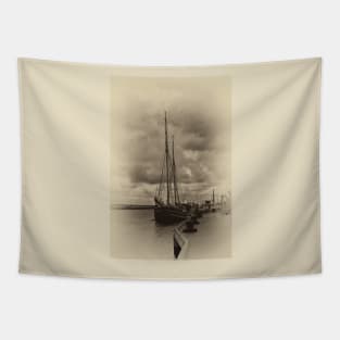 Antique Plate Tall Ship Tapestry