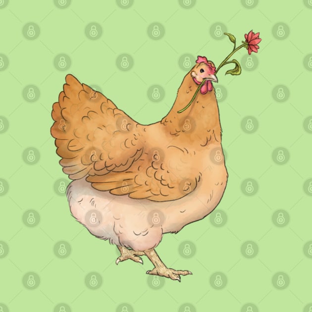 Chicken With Flower by E. Leary Art